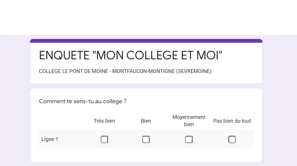 ENQUETE « MON COLLEGE ET MOI »